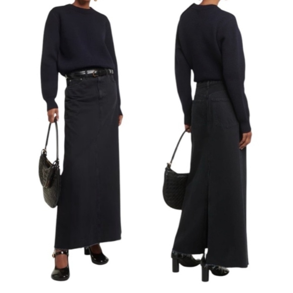 AGOLDE Hilla Black Denim Maxi Skirt Size 26